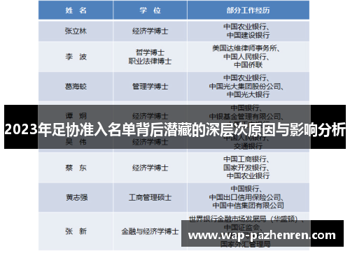 2023年足协准入名单背后潜藏的深层次原因与影响分析